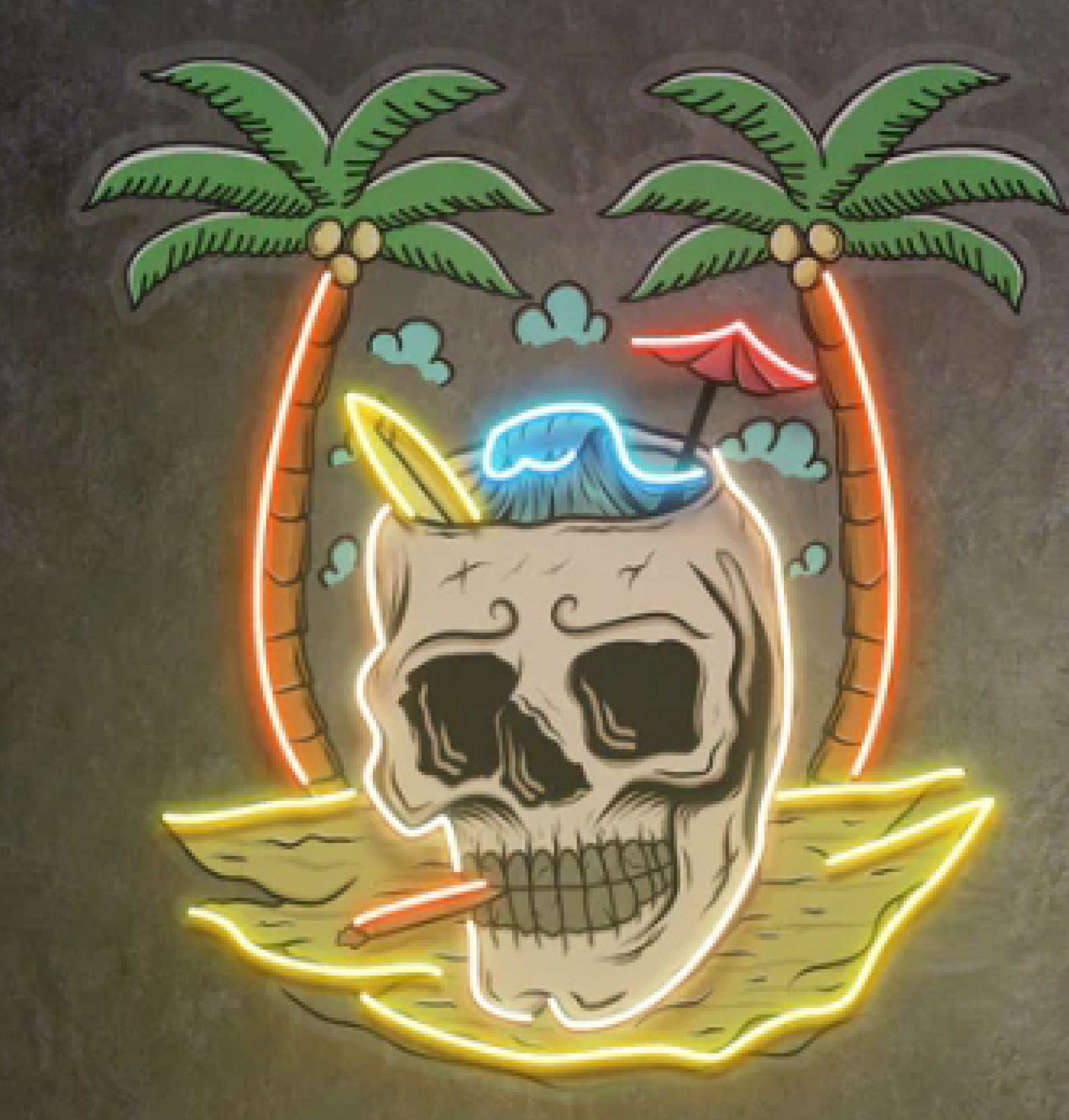 Tropikal kuru kafa pop-art neon
