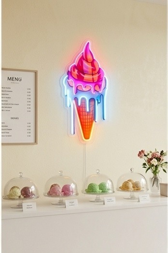 Eriyen Dondurma Neon Tabela
